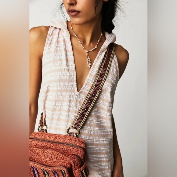 Free People Striped Pink and Tan Hooded Dress - Picture 4 of 9